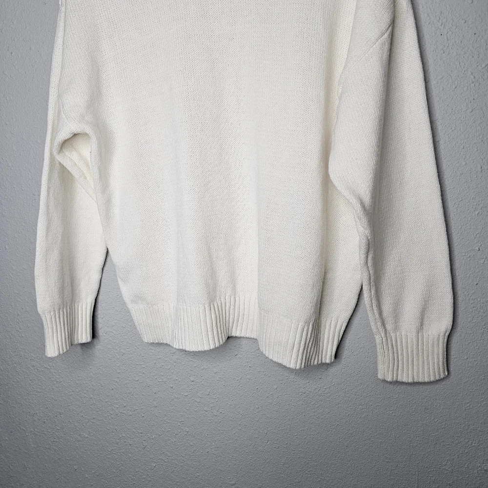 Calvin Klein Ivory Sweater Womens XL Cable Knit Preppy Luxury Logo Quiet Luxury‎ - Picture 8 of 11